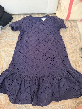 Milky Size 0 Navy Eyelet Drop-Waist Dress